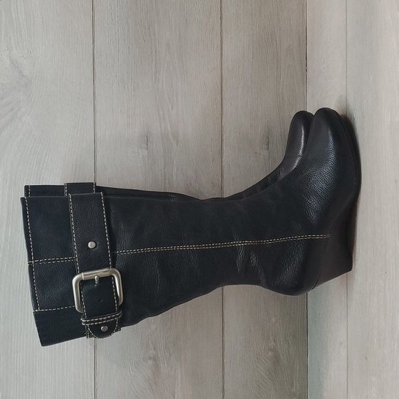 Fossil Womens Leather Comfort Tall Wedge Boots shoes sz 6.5 - Picture 2 of 13